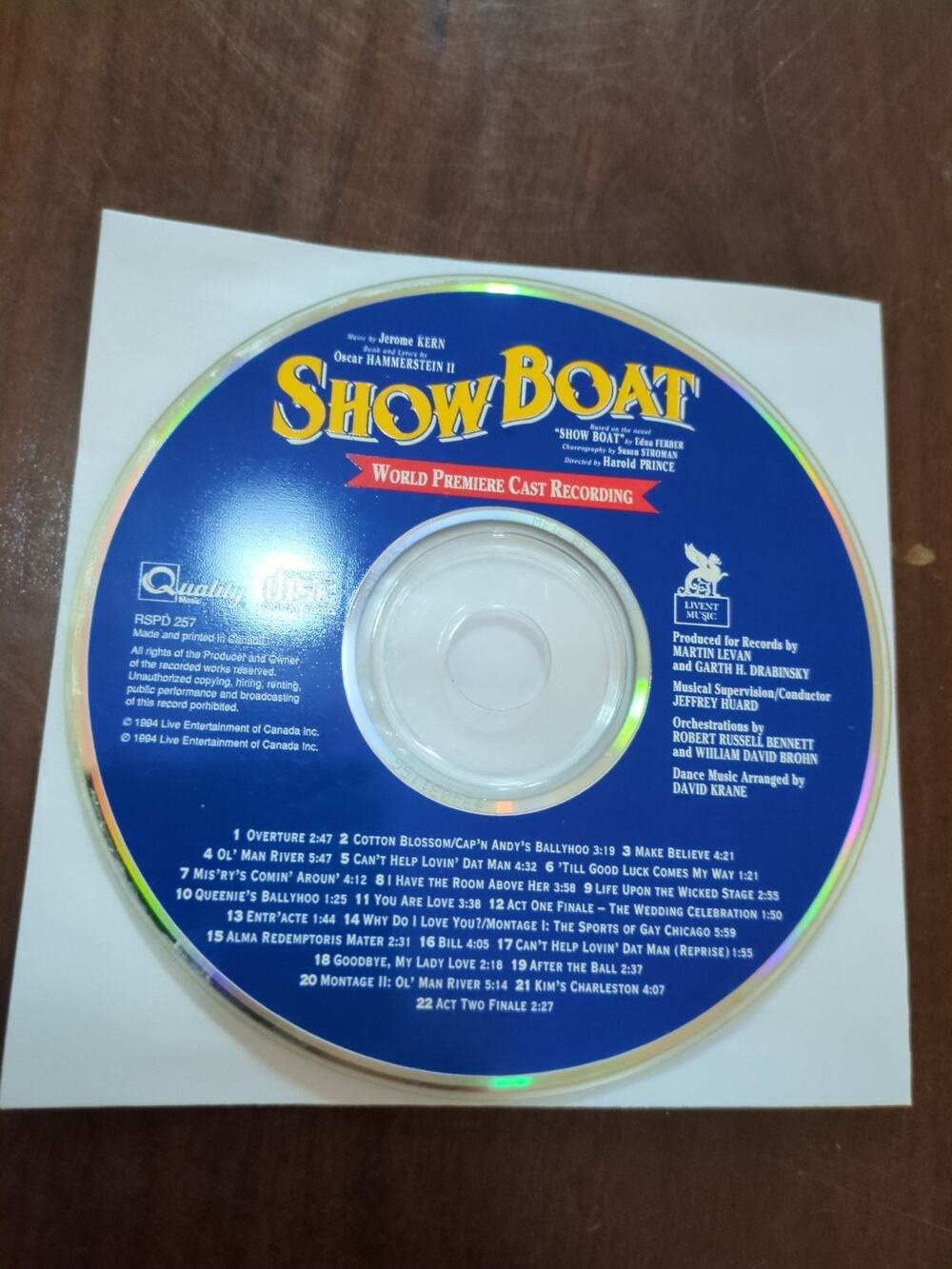 Show Boat (World Premier Cast Recording) [Audio CD 1994] disc only